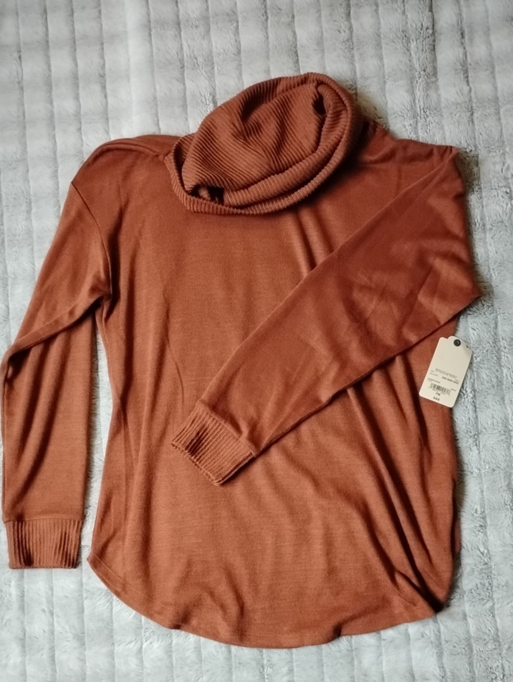 NEW Cowl Funnel Neck Women's Sweater - Rust
